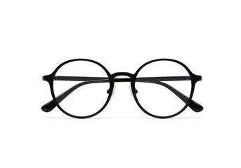 Round spectacles with a dark color frame front isolated on white background