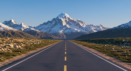 Fototapeta premium Open Road to the Peaks AI Generated