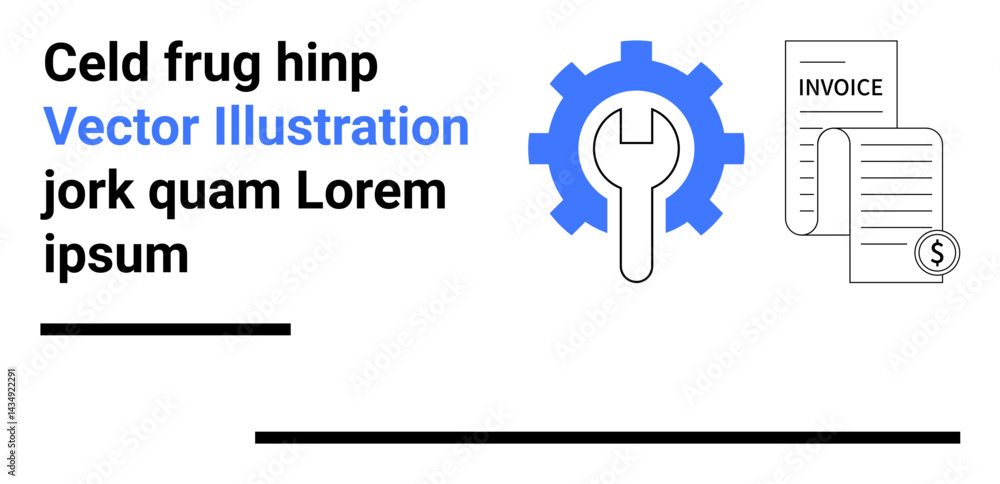 Poster gear and wrench symbolizing tools and settings with a financial invoice document. ideal for business