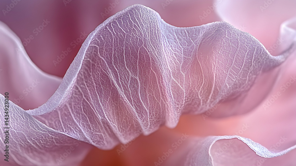 Poster abstract close-up of delicate, pink flower petals, showcasing intricate texture and soft curves. a b