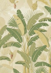 Tranquil Banana Grove: A Botanical Illustration AI Generated