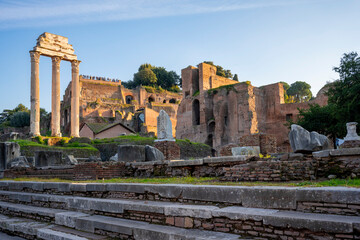 Fototapeta premium The Roman Forum, also known by its Latin name Forum Romanum, is a rectangular forum surrounded by the ruins of several important ancient government buildings at the centre of the city of Rome. Citizen