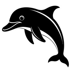 Dolphin head silhouette vector on white background 