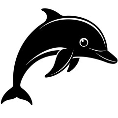 Dolphin head silhouette vector on white background 