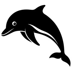 Dolphin head silhouette vector on white background 