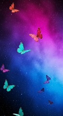 Naklejka premium Cosmic Butterfly Dance: A Digital Dream AI Generated
