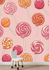 Sweet Swirl: A Candy Lollipop Delight AI Generated