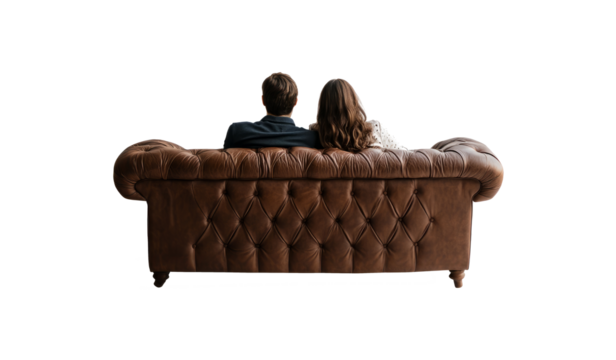Couple sitting on couch, back view on transparent background	
 - Powered by Adobe