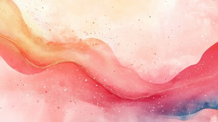 Fototapeta premium Abstract Watercolor Background with Soft Pink and Gold Hues