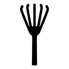 Minimalist black garden rake illustration for agriculture,gardening, or farming themes and design elements on a transparent background