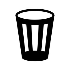 Simple Black and Trash Canor Bin Icon with Vertical Stripes Illustration on a transparent background