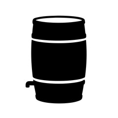 Silhouette of a Wooden Barrel with Spigot,Ideal for Beverages and Drinks on a transparent background