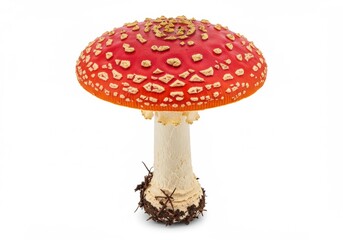 Obraz premium A single fly agaric mushroom isolated on white background
