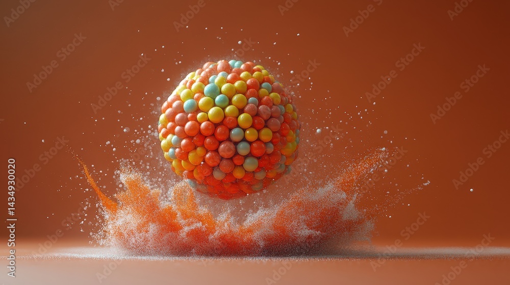 Aufkleber colorful sphere exploding in dynamic action shot.