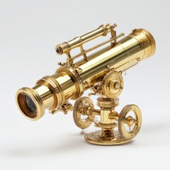 Vintage brass telescope on stand
