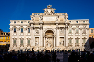 View of Rome Trevi Fountain (Fontana di Trevi) in Rome, Italy. Trevi is most famous fountain of...