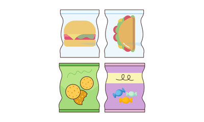 Snacks and junk food logo set