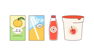 Snacks and junk food logo set