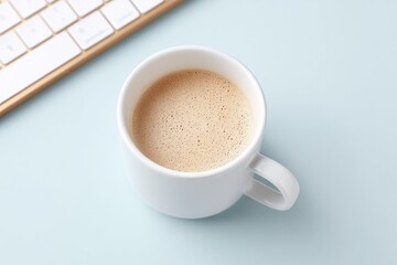 clean minimalistic desktop workspace with sleek modern furnishings featuring ample copy space for text placement