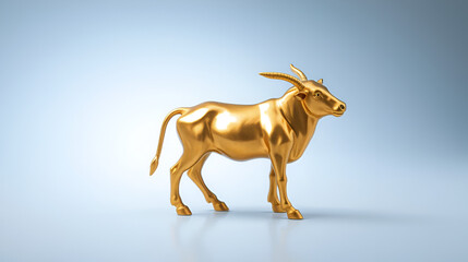 Obraz premium Golden calf statue isolated on a transparent background, biblical religious idol worshipped by the Israelites in the Old Testament