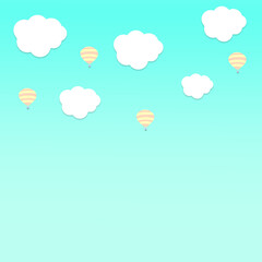 열기구와 구름이 떠있는 하늘