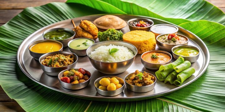 Traditional Gujarati Navratri Upwas Thali with steaming hot dal