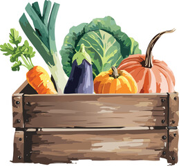 vegetables on a wooden board  A wooden trough with vegetables