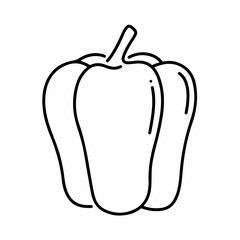 Bell pepper seamless set on white background. Sketch of paprika on white board. Line art of vegetable