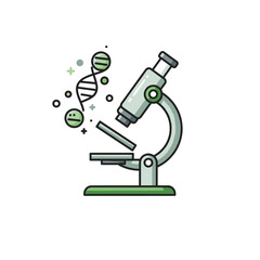 Microscope revealing DNA strands in a modern illustration  