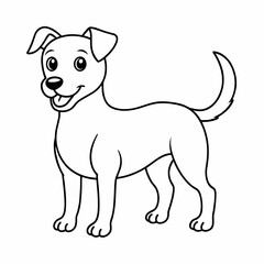 Dog seamless set on white background. Sketch of dog on white board. Line art of animal