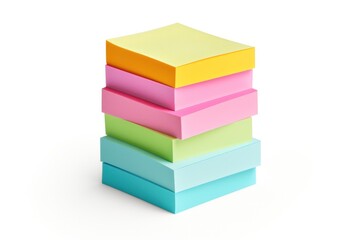 Obraz premium A stack of sticky notes in multiple colors, held together by a silver pushpin, with edges slightly curled for a realistic effect