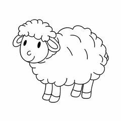 Obraz premium Sheep seamless set on white background. Sketch of sheep on white board. Line art of animal