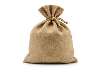 Burlap sack with tie isolate on white background