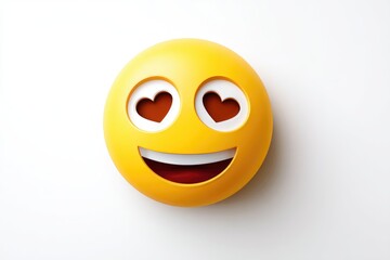 Smiling digital graphic emoticon with hearts for eyes.