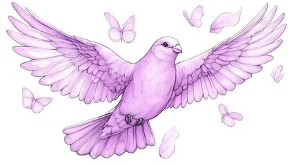 Fototapeta premium Pastel Dove Soaring, Butterflies