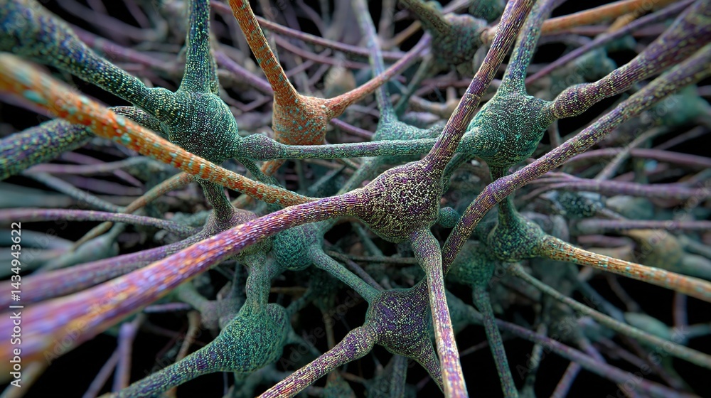 Poster complex neurological network of interconnected neurons.