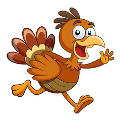 Thanksgiving turkey cartoon running clipart vector illustration