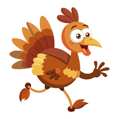 Thanksgiving turkey cartoon running clipart vector illustration