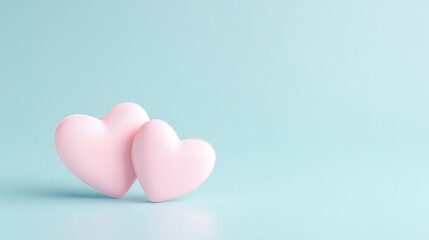 Obraz premium minimalist dia dos namorados setup featuring two intertwined hearts set on soft pastel background