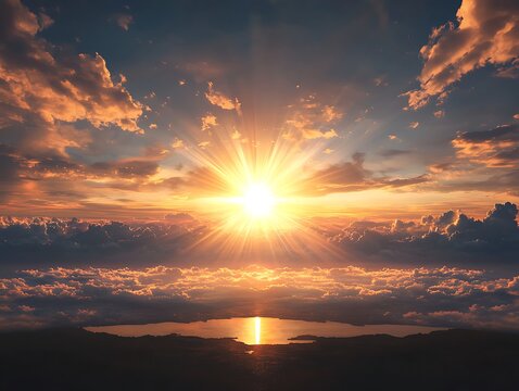 Sunrise Cloudscape Aerial View - Powered by Adobe