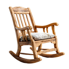 Rustic wooden rocking chair on white background