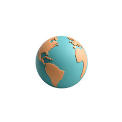 Stylized globe icon in blue and orange tones