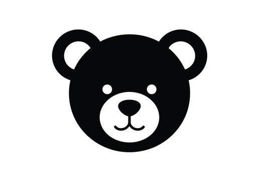 Teddy bear head silhouette. This image depicts a black silhouette of a teddy bear head, highlighting its cute and friendly features. Vector clipart illustration design.