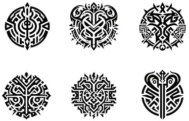 set of black and white tattoo 