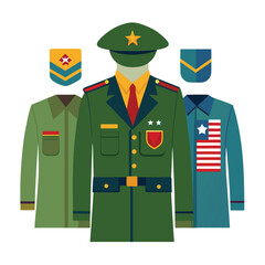 American military uniforms isolated on white background
