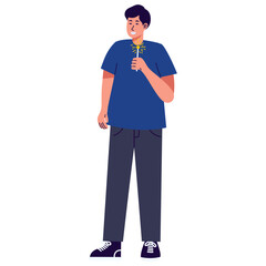 People Celebrating New Year Character. Vector Cartoon Illustration. 