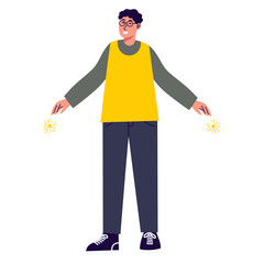 People Celebrating New Year Character. Vector Cartoon Illustration. 