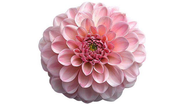 A close-up of a pink flower with a white center, isolated on a white background. The flower has multiple layers of petals and a prominent, bright center.