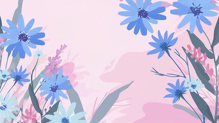 Fototapeta premium Mother's Day Cornflower Background: Adorned with Blue - Purple Tenderness, Weaving a Dreamy Picture of the Interweaving of Romantic Love and Grateful Affection on Mother's Day