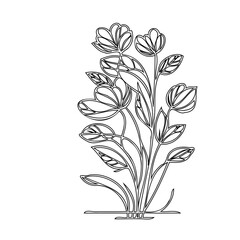Delicate floral illustration featuring stylized blossoms and elegant linear designs